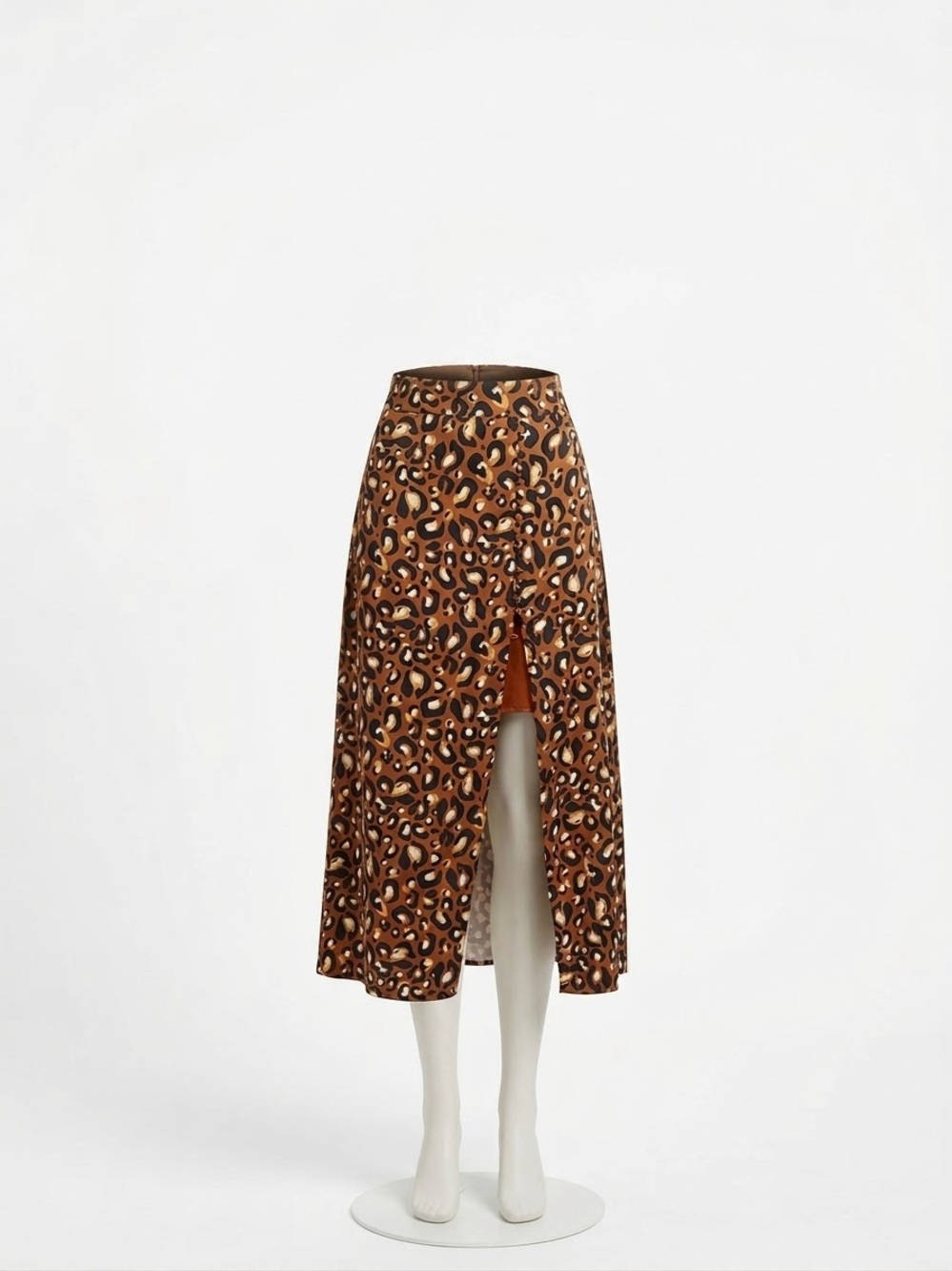 Express x Ladygang Leopard Print Satin Midi Skirt Side Slit Sz M NWT